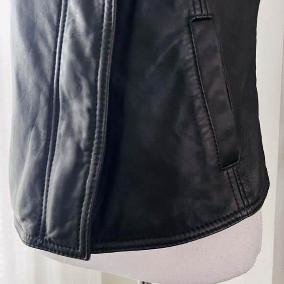 Vintage Liz Claiborne Espresso Brown Genuine Lambskin Leather Soft Biker Vest -M - Picture 4 of 9
